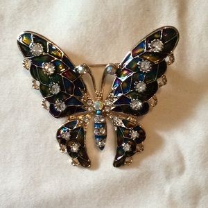 Butterfly Brooch multi colored with white stones